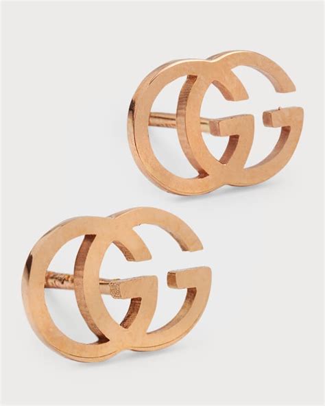 gucci 18k pink gold running g stud earrings|Gucci interlocking gg earrings.